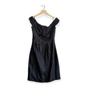 New with Tags, Black Halo Silk Sleeveless Pleated Sheath Dress, Size 8, Black